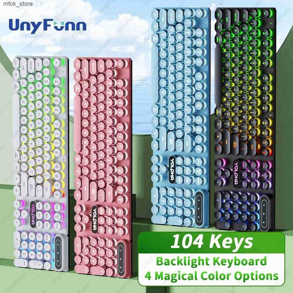 Keyboards Handy Punk Keyboard English Letters 104keys RGB Backlit Breathing Light Gaming Wired Ergonomic Keyboard for Game Laptop PC J241204