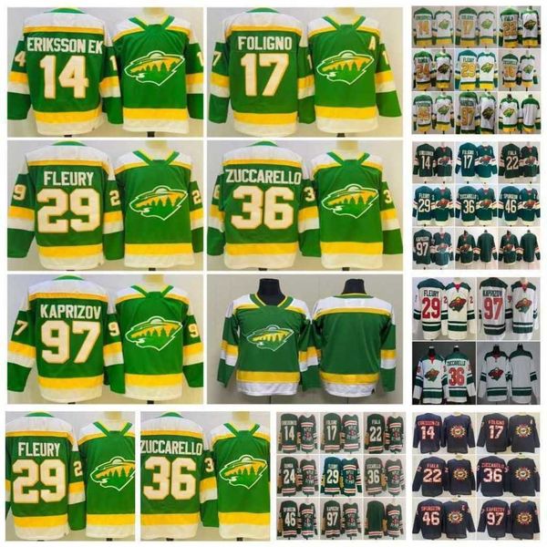 Reverse Retro Hockey Kirill Kaprizov Jerseys 29 Marc-Andre Fleury Jared Spurgeon Marcus Foligno Kevin Fiala Mats Zuccarello Matt Dumba Joel