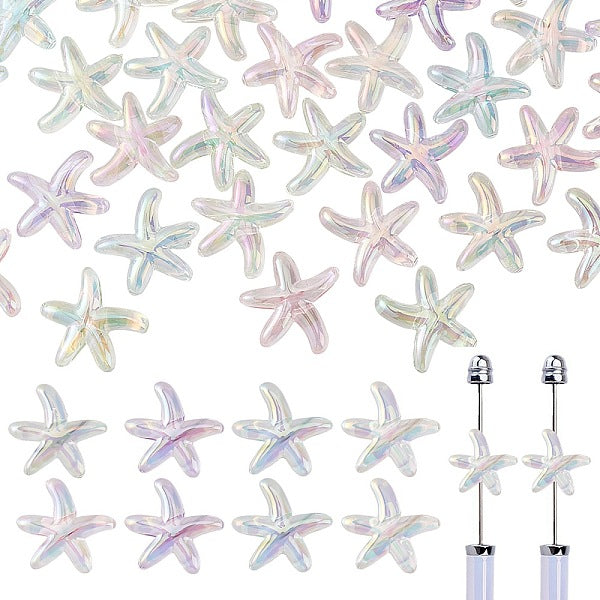 40 pièces 5 couleurs placage perles acryliques