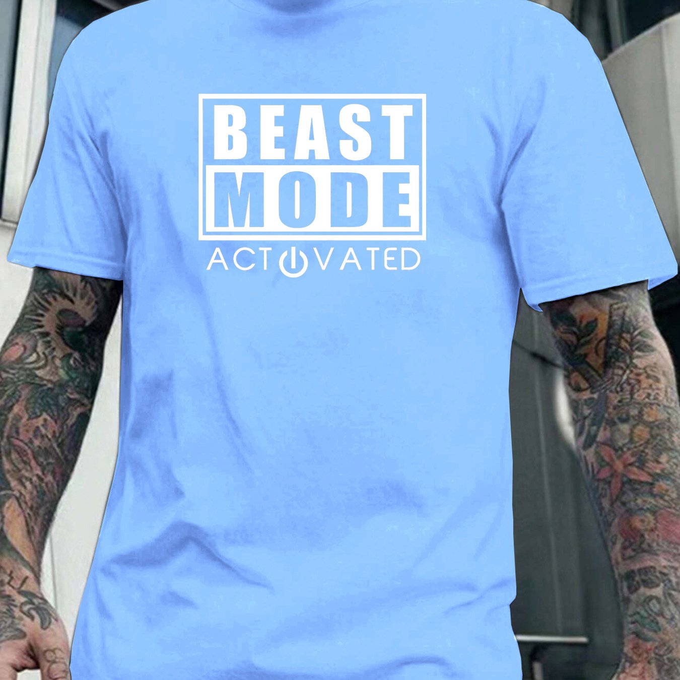 TEMU Mode Print Men's Short Sleeve T-shirts, Comfy Casual Breathable Tops For Men' Training, Jogging, Men's Clothing