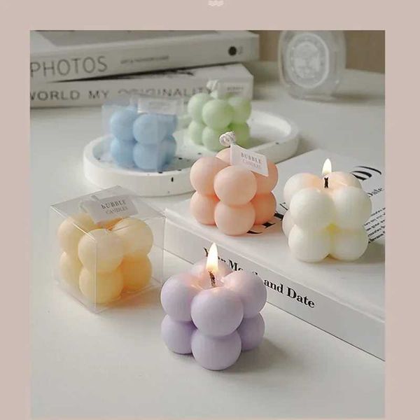 1-5Pcs Ins Small Art Cube Bubble Cube Candle Room Decors Aesthetic Aromatic and Decorative Scented Candles Creative SouvenirsC241214