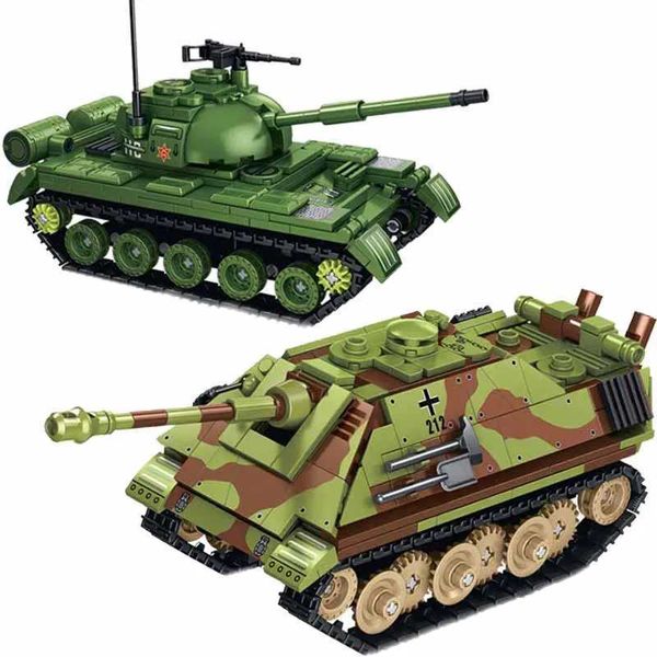 Blocks World War II German Army JAGDPANTER G1 Armored Vehicle Type 59 Medium Tank Combat Brick Army Model Building Block Set Childrens Toys