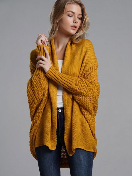Women&#039;s Knits Tees Fitshinling Oversized Sweater Cardigan Female Clothes Patchwork Batwing Sleeve Long Outerwear Women Winter Big Size