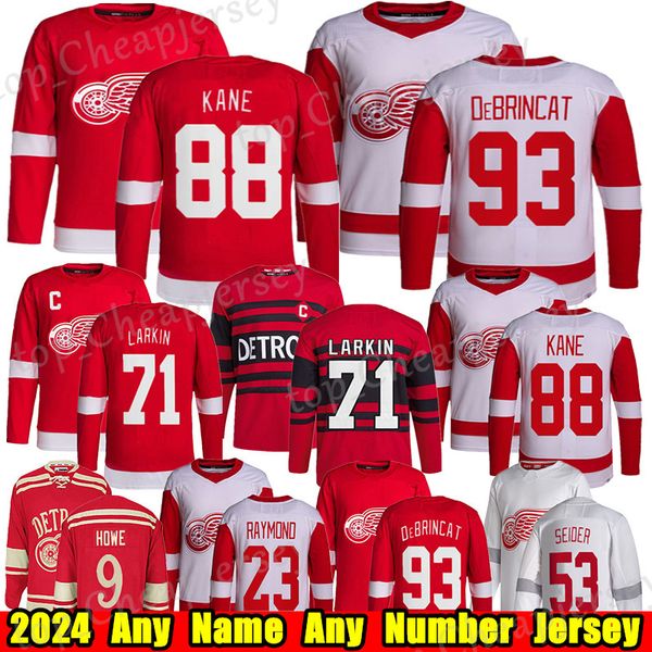 #88 Patrick Kane Detroit hockey jersey #71 Dylan Larkin Alex DeBrincat Moritz Seider Gordie Howe Pavel Datsyuk Steve Yzerman Lucas Raymond R