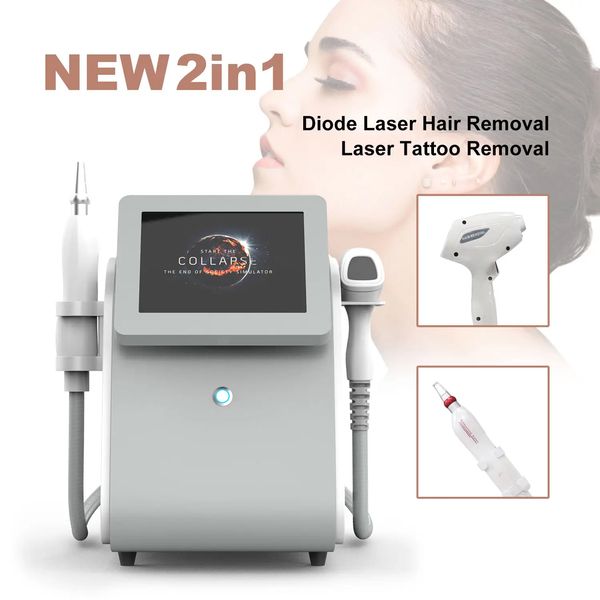 Strong Power 808 Diode Laser Painless Hair Removal Ice Permanent Depilation 2 in 1 Nd Yag Picosecond Laser Tattoo Removal Anti-pigment Instr