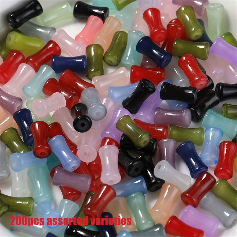 TEMU 200pcs Glass Bamboo Glaze Beads For Making, Round Cylinder Beads For Bracelet, Necklace, And Hairpin Crafting