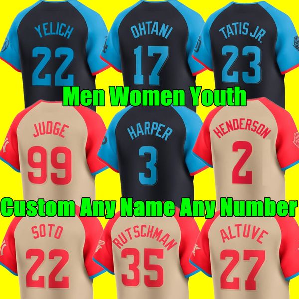 Custom S-4XL 2024 All-Star Game Baseball Jerseys Ohtani Judge Harper Altuve Yelich ALVAREZ Guerrero Jr. Acuna Jr. Rutschman Tatis Jr Alonso