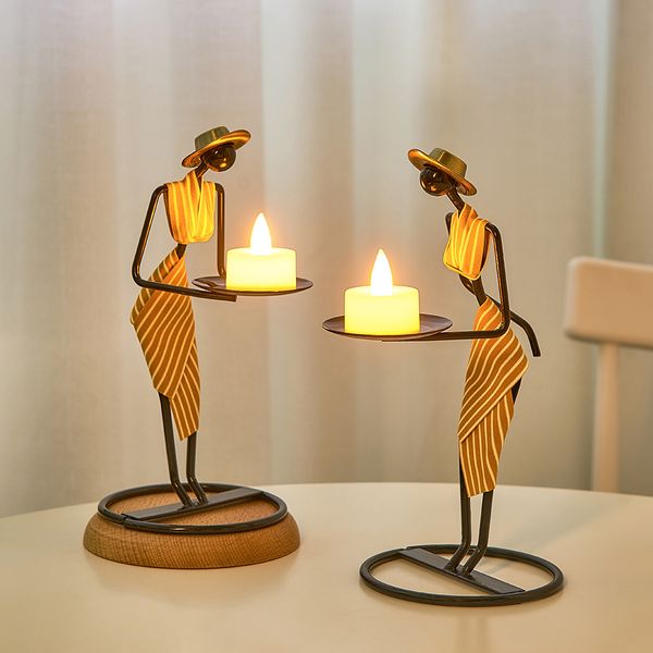 Candle Holders Home Decoration Accessories Rustic Wedding Table Centerpiece Decor Living Room Human Figurines stick Gifts 220929