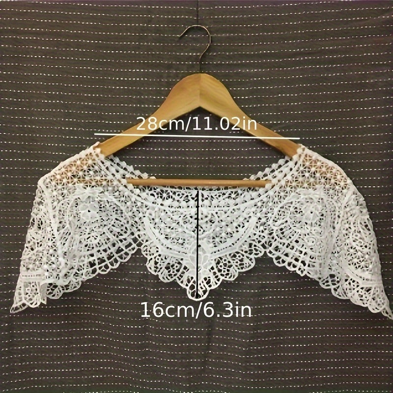 TEMU 1pc Women's Elegant Lace Shawl Short Waistcoat - Breathable Sunscreen Jacket, Unlined Blouse For Evening Outfits, Parties & Date Nights, Machine