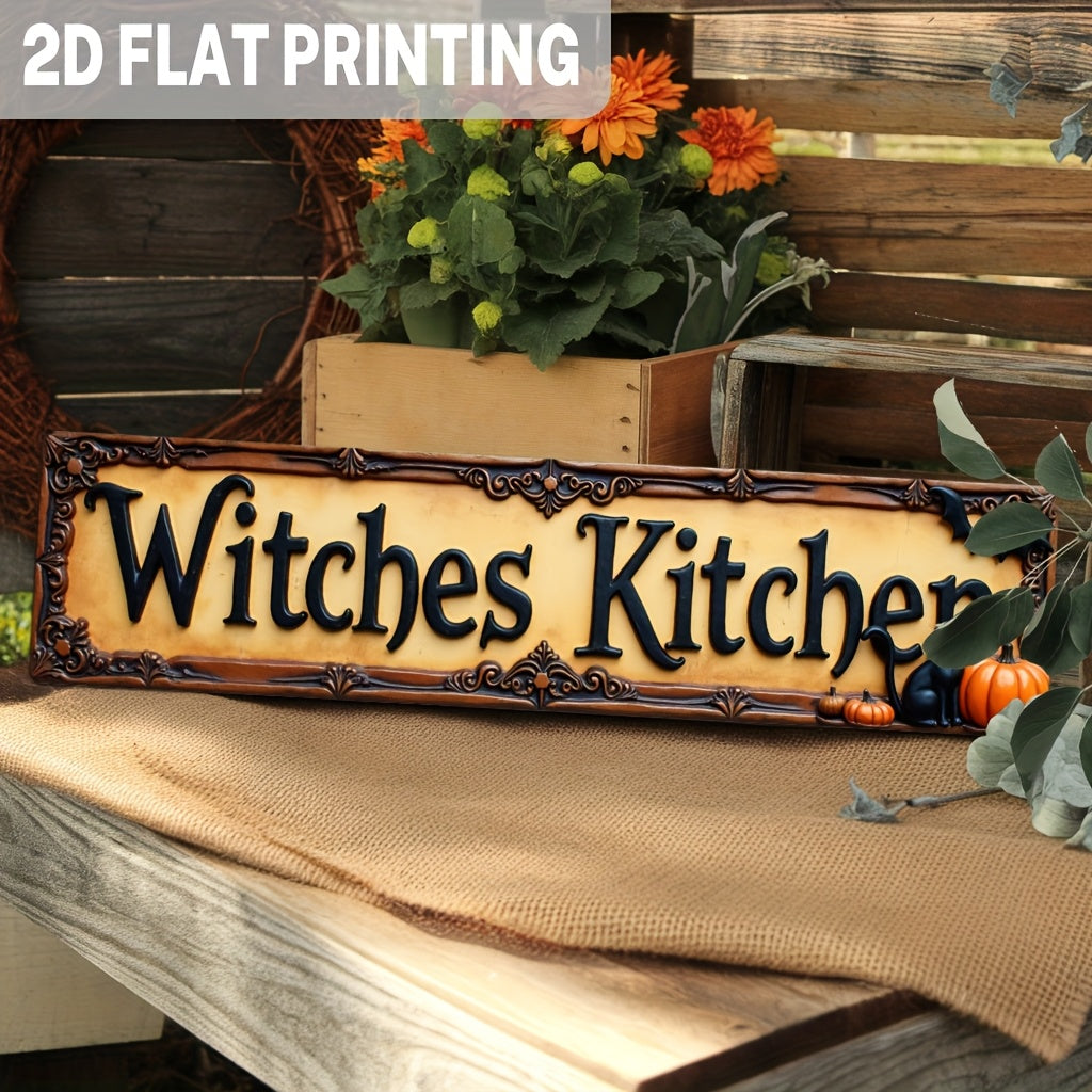 TEMU 2d Flat, 1pc Rustic Kitchen Metal Sign - Vintage Halloween Wall Decor With 2d Flat Printing, 3.93x15.74 Inch Farmhouse Kitchen & Halloween Party