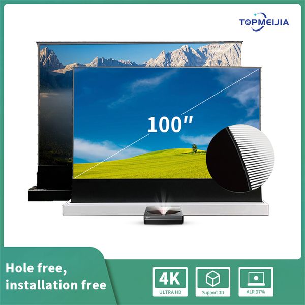 100 Inch 16:9 8K HD Movie UST ALR Electric Motor Floor Rising Projection Display Screen For Ultra Short Throw Laser TV Projector