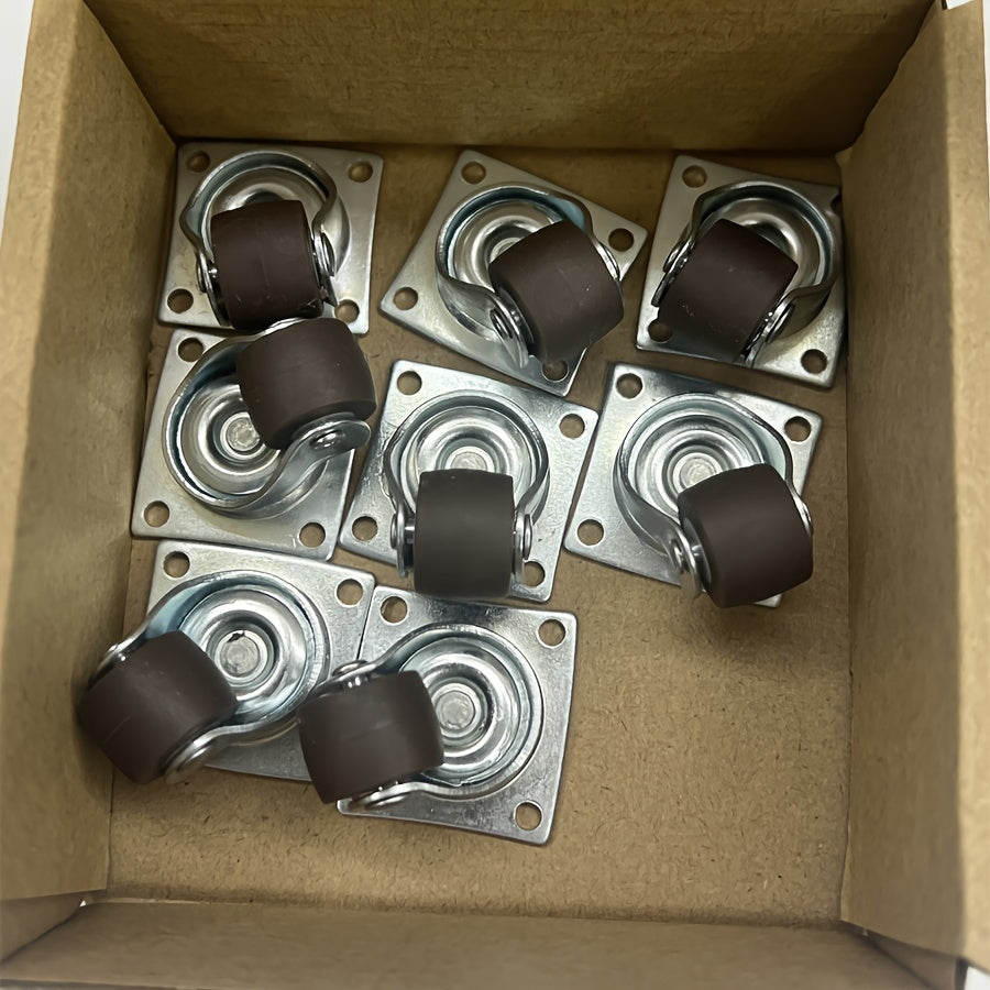 TEMU Set Of 8 Mini Casters, 0.5-inch Thin Rubber Micro Swivel Wheels With Top Plate, Self-adhesive Casters For Small Appliances, Furniture, Toy