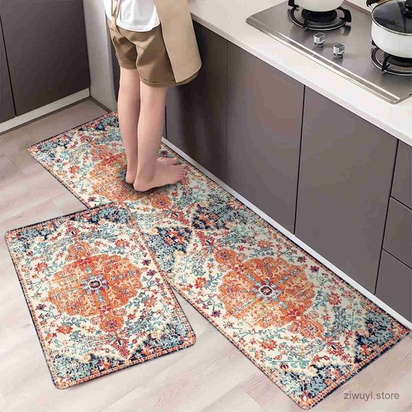 Carpets 1 Persian Anti Fatigue Kitchen Mat Retro Bohemian Anti Slip Corridor Carpet Absorbent Bath Mat Laundry Floor Mat