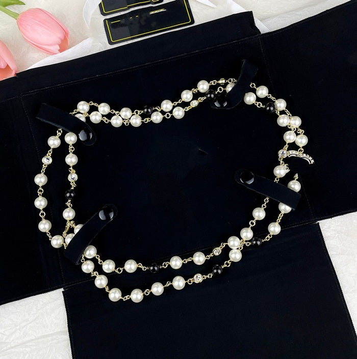 Long sweater pearl chain Women&#039;s Brand Jewelry C Pendant Necklace Letter Designer ccity Gold silver Necklaces Girl chokers 674
