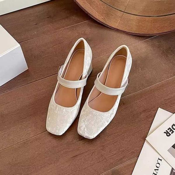 White Mary Jane shoes high heel bridesmaid sisters group shoes spring new tender thick heel not tired feet single shoe womenC241228
