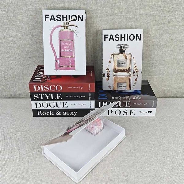 Luxury brand fake book perfume fashion girl Paris London magazine decoration book storage box coffee table popular home art decoration W2408