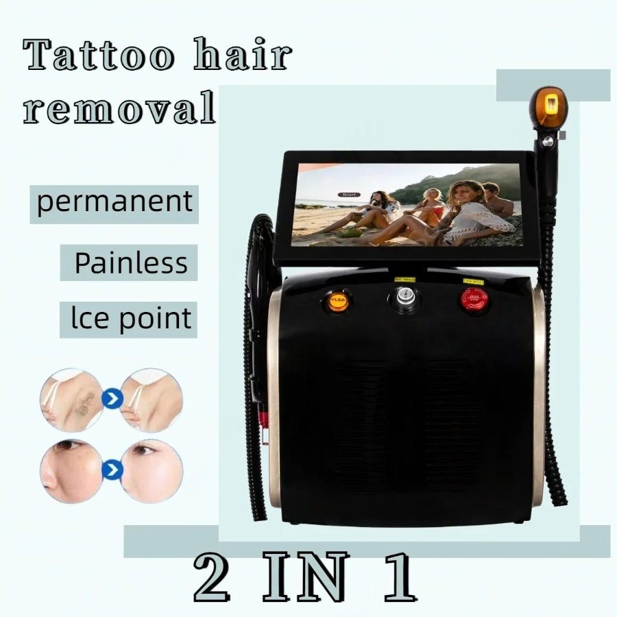 3 Wavelength 808nm 2 in 1 Diode Laser Hair Removal and Tattoo Removal 755-808-1064nm Precise Wavelength Smooth Skin Rejuvenation