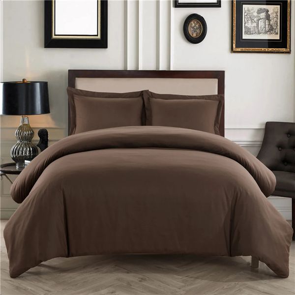 Brown Home Set 2-3 Large Bedding High Quality Fabric Down Duvet Cover Pillowcase 240814