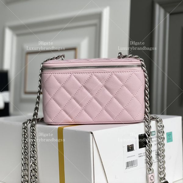 Designer Clutch With Chain Bags Lambskin Vanity Case Top Mirror quality Luxury Cosmetic Bags With Box 24C19H