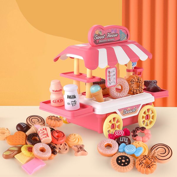 Kitchens Play Food Kids Simulation Kitchen Car Toy Pretend Cooking Pot Hamburger Dog Cookies Interactive House s For Girl 221123
