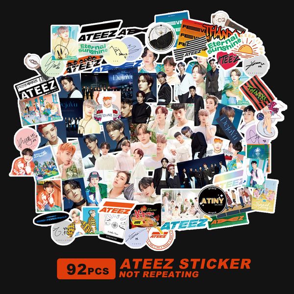 92Pcs-set Kpop ATEEZ Character Waterproof High quality HD Photo for laptop Cup Notebook Stickers