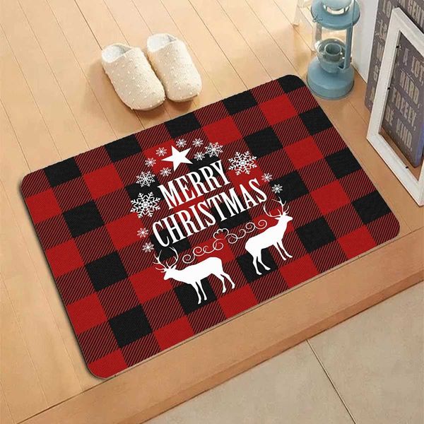 Christmas checkered pattern carpet entrance door anti slip living room kitchen bedroom decoration carpet floor mat home decoration X241024