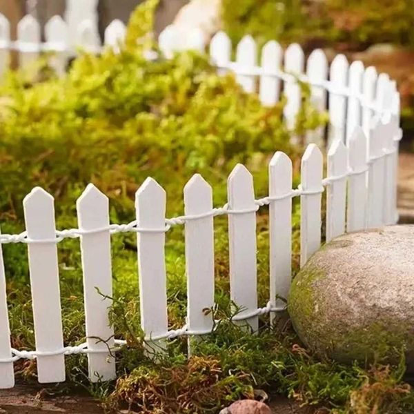 Succent Plants Rectangular Fence Flower Pots Green Planting Outdoor Decor Plastic Small Planters Mini Wooden Fences Gardening Y250120