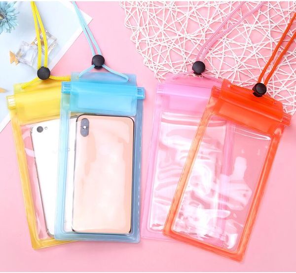 For iphone 16 15 Noctilucent Waterproof bag Cases PVC Protective Mobile Phone Pouch case Diving Swimming Sports