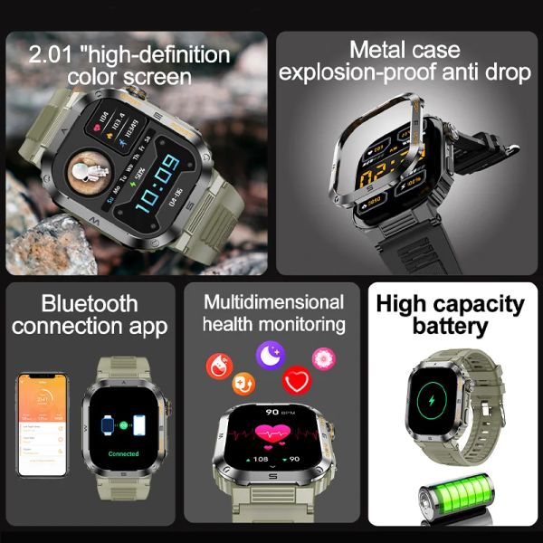 Relógio inteligente do novo homem Bluetooth Call Ai Voice Voice Freqüência cardíaca Blood Oxygen Health Sports Sports Smart Watc Smart Watc