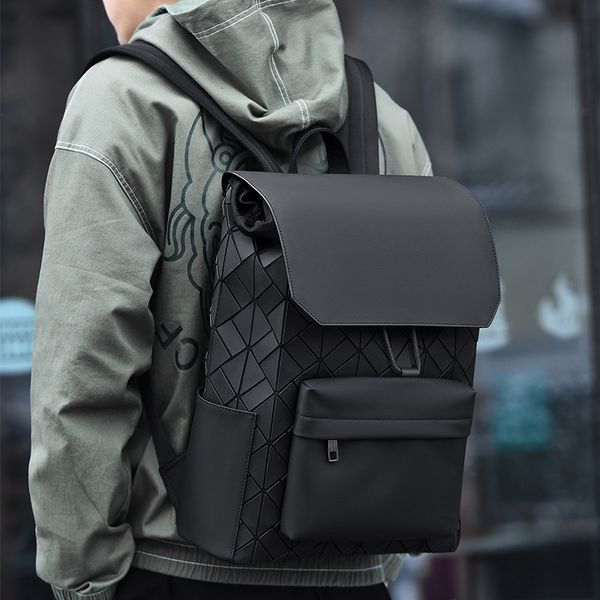 High quality brand geometric diamond grid commuting computer bag fashionable large capacity backpack too