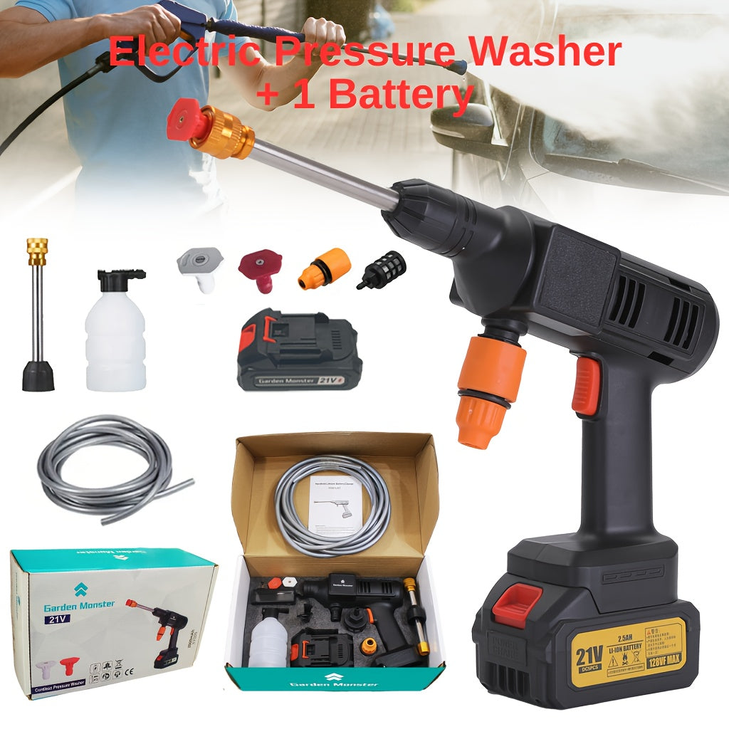 TEMU Cordless Pressure Washer Gun, 2 2000mah Battery Powered Pressure Washer Portable, Cordless Power Washer High Pressure Water Gun, Portable