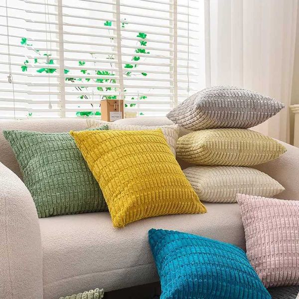 High Quality 40x40-45x45-50x50-60x60cm throw cover jacquard sofa strip cushion cover solid color square shell decoration T241113