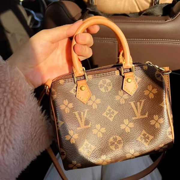 Top Designer Mini Nano Shoulder Bag Women Leather Denim Crossbody Luxury Brand Embossed Tote Purse Brown Flower Handbag14