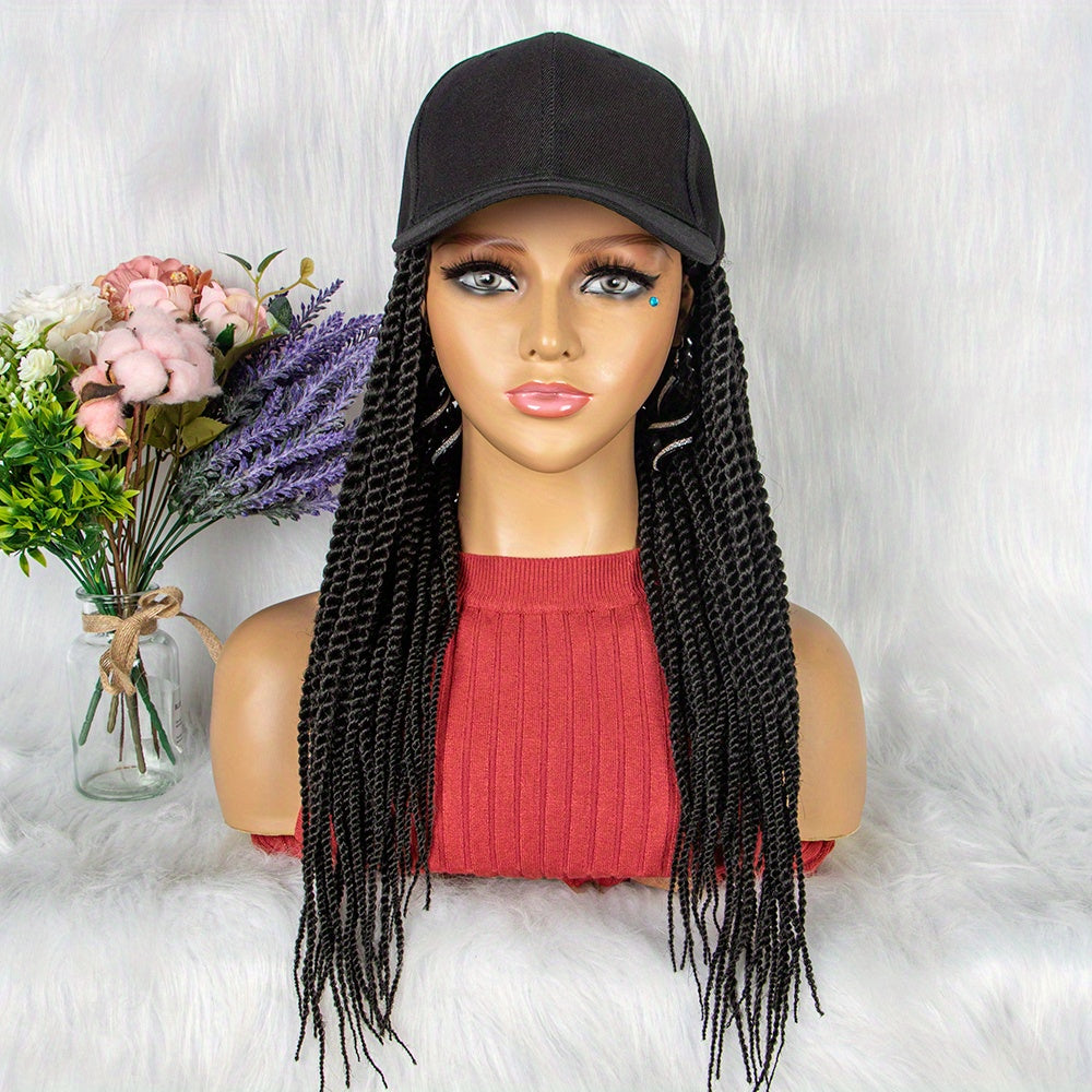 TEMU Women's Adjustable Braided Hat Wig With Synthetic Hair, Baseball , 360° Rotation, Hair Accessory For Beauty And Personal Care