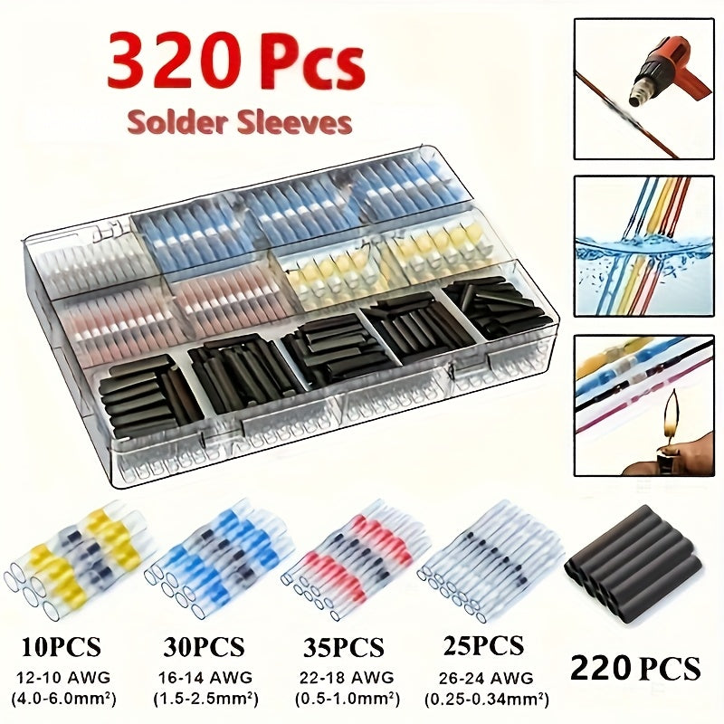 TEMU 320pcs-900pcs Solder Seal Wire Connectors, Butt Connectors, Insulated Electrical Wire Terminals, Butt Splice