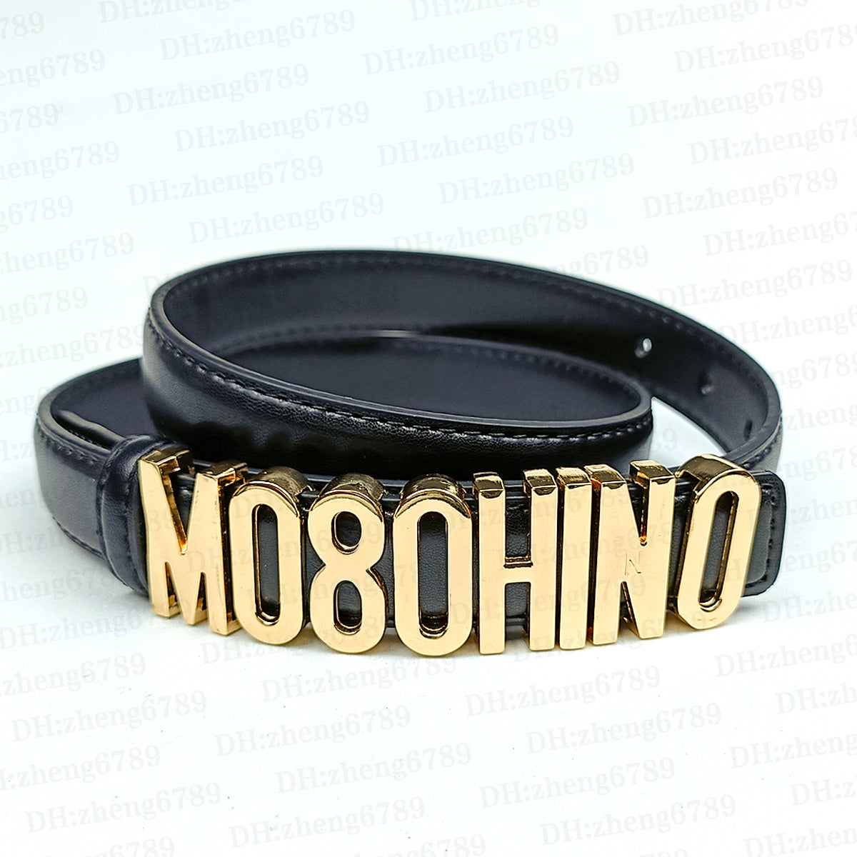Classic Maraschino belt gold letter women&#039;s belt cowhide 2.5cm wide versatile personalized trend belt Italian luxury brand Moschicstyle men&#03