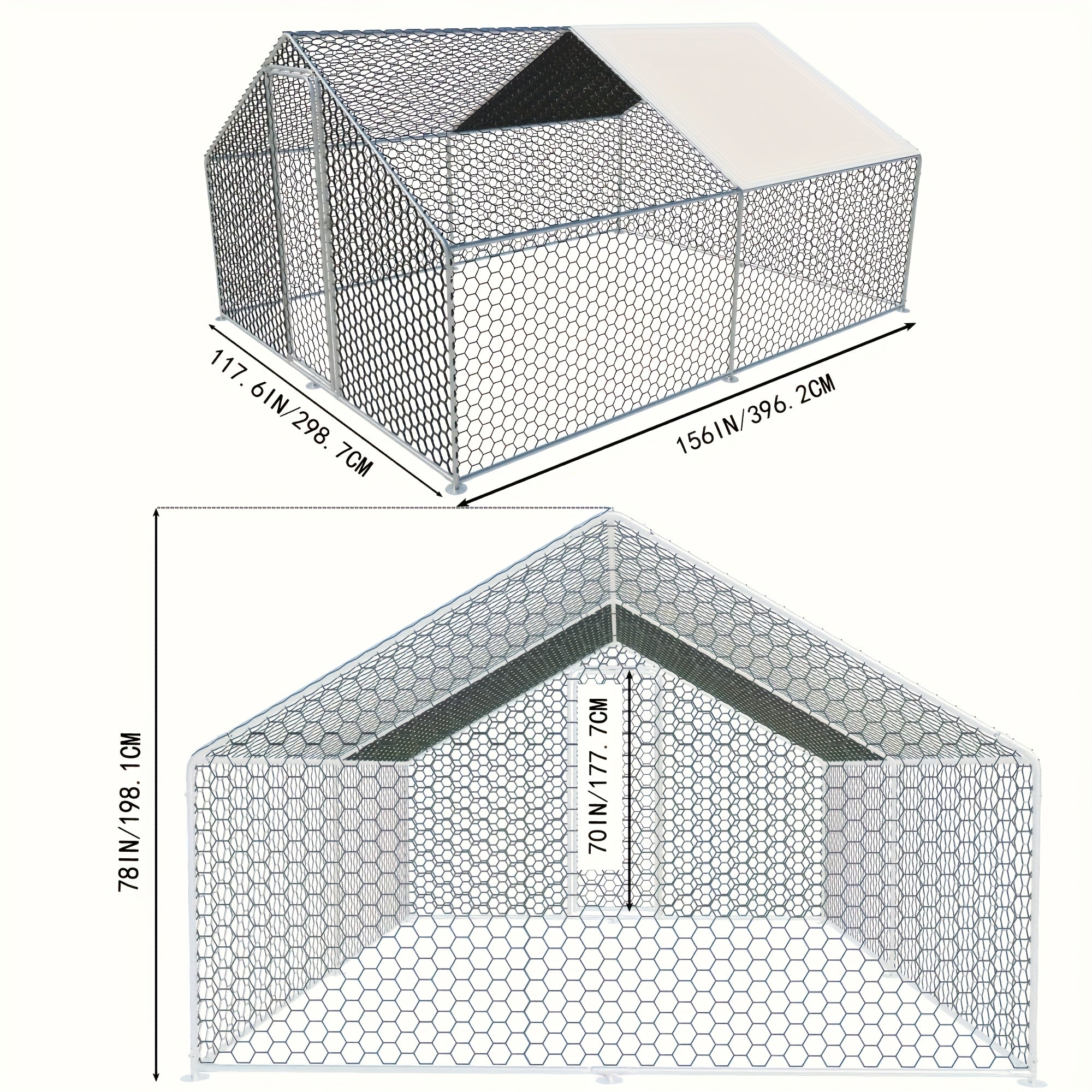 TEMU Large Metal Chicken Coop, Walk-in Poultry Cage Hen , Outdoor Chicken Pen With Waterproof & Uv-resistant Cover, Suitable For Yard, Farm, And