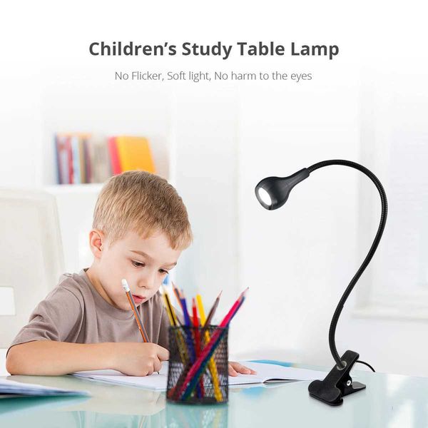 Clip on Desk Lamp 360Flexible Reading Table Light Eye-Caring USB Clamp Books Night Light Study Read Light Bedside Table LampLX241102