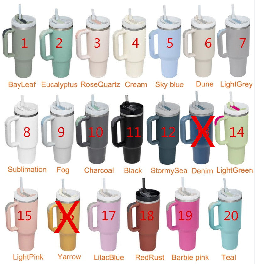 H2 40oz stainless steel tumbler with handle lid straw big capacity beer mug water bottle outdoor camping cup vacuum insulated drinking tumblers