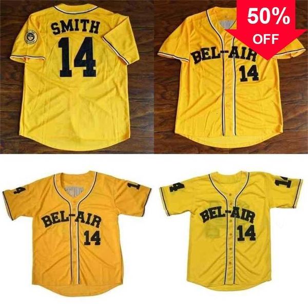 Xflsp GlaC202 WILL SMITH THE FRESH PRINCE OF BEL-AIR ACADEMY #14 BASEBALL JERSEY 100% Stitched Blank Baseball Jersey