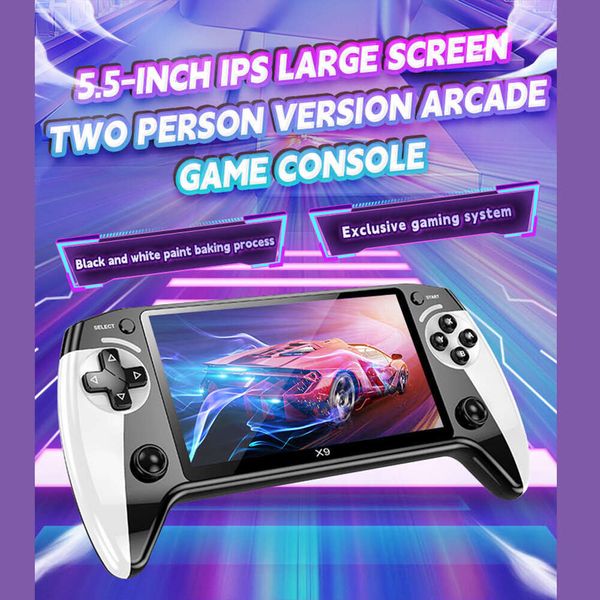 X9 Handheld Console with 5.5in Screen Portable Video Games Players 1500mAh Chargeable Battery Game Controller