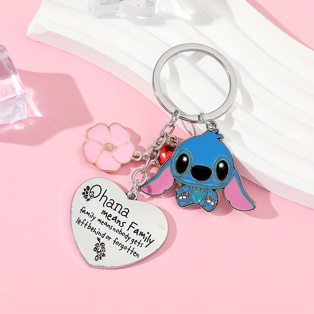TEMU 1-2pcs Cartoon Stitch Metal Keychain, Kawaii Fashion Bag Decoration Pendant, Car Keychain