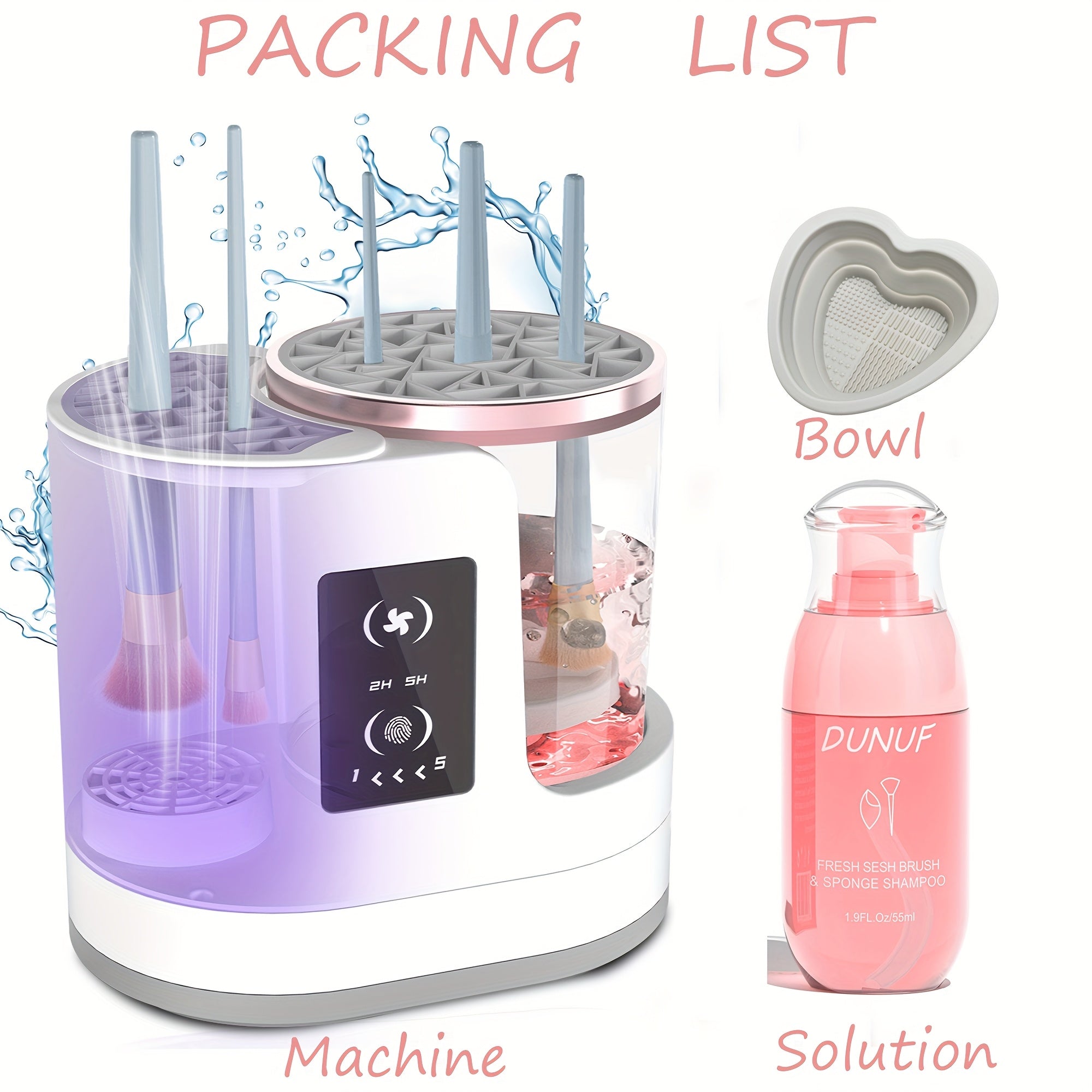TEMU Makeup Brush Cleaner 3 In 1 Electric Makeup Brush Cleaner And Dryer, Automatic Makeup Brush Cleaner Machine With Multi-hour Drying Settings,