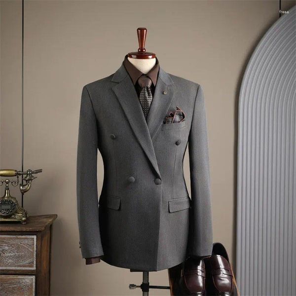 #9995-1 Men&#039;s Suits: High-End Double-Breasted Jacket, Slim Fit, Formal Business Casual Attire B2