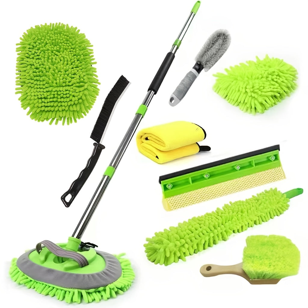 TEMU 1pc Wheel Brush-62'' Car Wash Brush With Long Handle Chenille Microfiber Car Wash Mop Mitt Wheel Brush Car Cleaning Kit Windshield Window