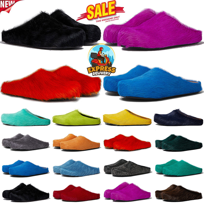 designer slippers for men women long fur fussbett sandals slides candy color black yellow green blue red outdoor indoor mens womens beach slipper sh