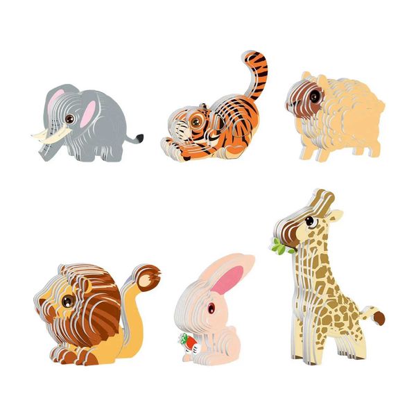 3D Paper Craft Puzzle Educational Stem Animal Jigsaw Puzzle for Preschool Problem Solving Nursery Shapes Color Perception W250117