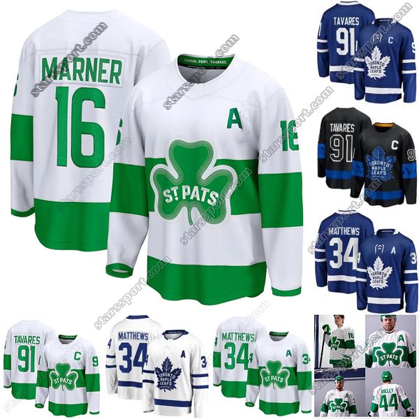 Auston Matthews 2024 St. Pats Patricks Day Hockey Jersey Maple Leafs Tyler Bertuzzi Mitchell Marner Max Domi John Tavares Toronto Ryan Reave