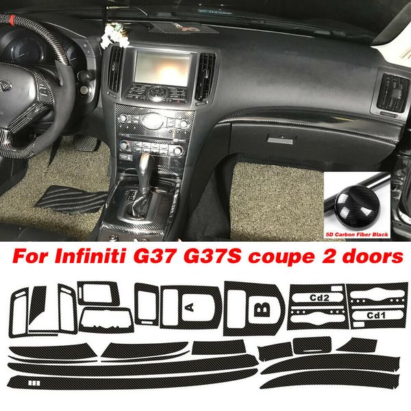 For Infiniti G37 G37S coupe 2 doors 5D Carbon Fiber Pattern Interior DIY Trim Decals