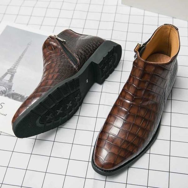 Dress Shoes odile Pattern Mens Leather Boots High Quality Cow Business Nightclub Party Nude Large Size 38-47 H240904